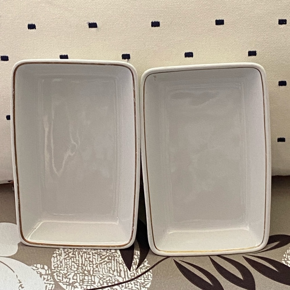 2PC- Lot WESTERN AIRLINES Stoneware Rectangular Dessert Plate